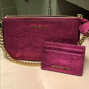 Michael Kors small bag and card case (pink)